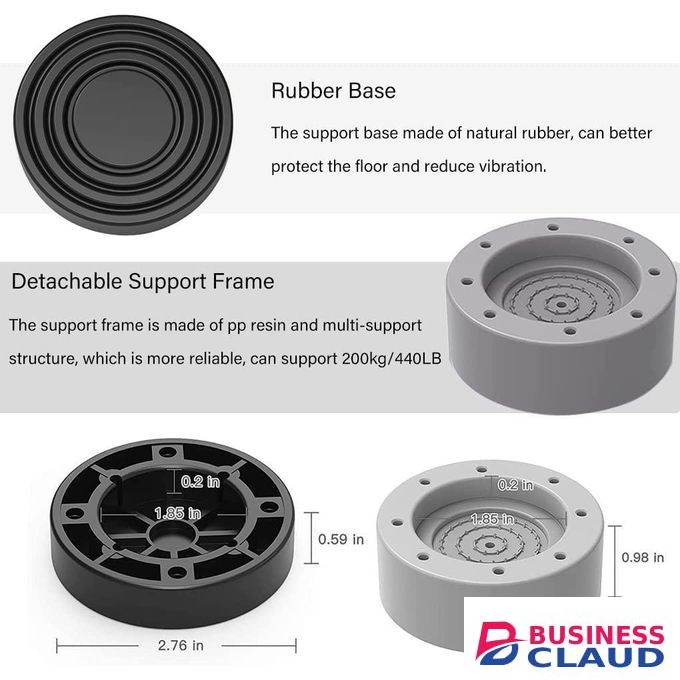 Universal Washing Machine Anti-Vibration Pads – Shock & Noise Cancelling Rubber Feet Stand (Set of 4)