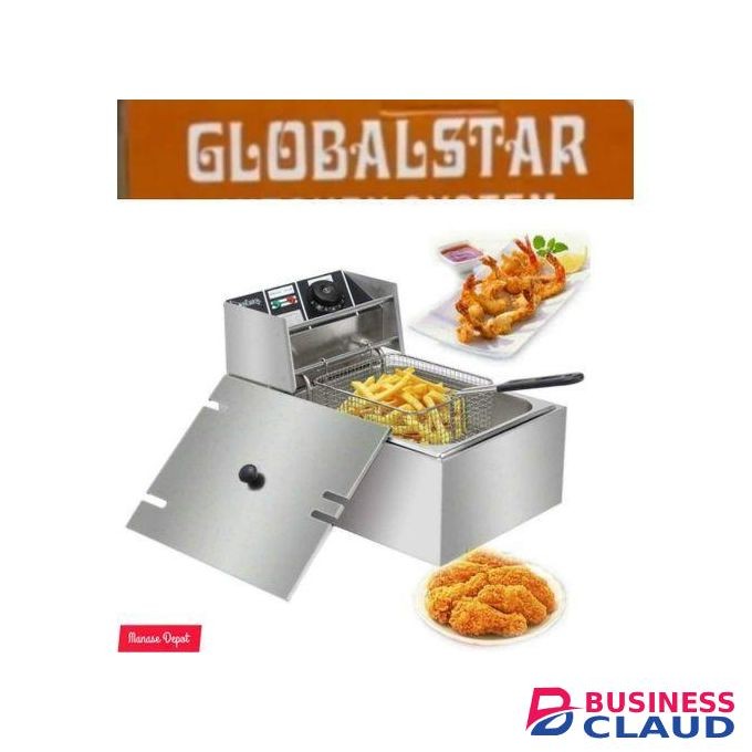 Globalstar 6 LITRES STAINLESS STEEL 6L SINGLE TANK Energy Efficient Double Electric Chips /Chicken /MANDAZIS Deep Fryer Machine