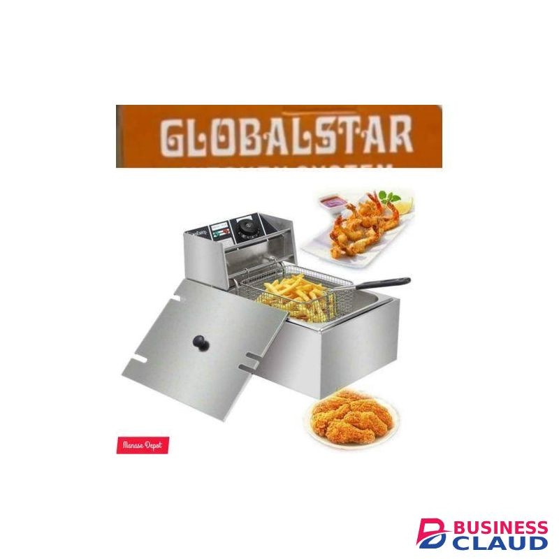 Globalstar 6 LITRES STAINLESS STEEL 6L SINGLE TANK Energy Efficient Double Electric Chips /Chicken /MANDAZIS Deep Fryer Machine