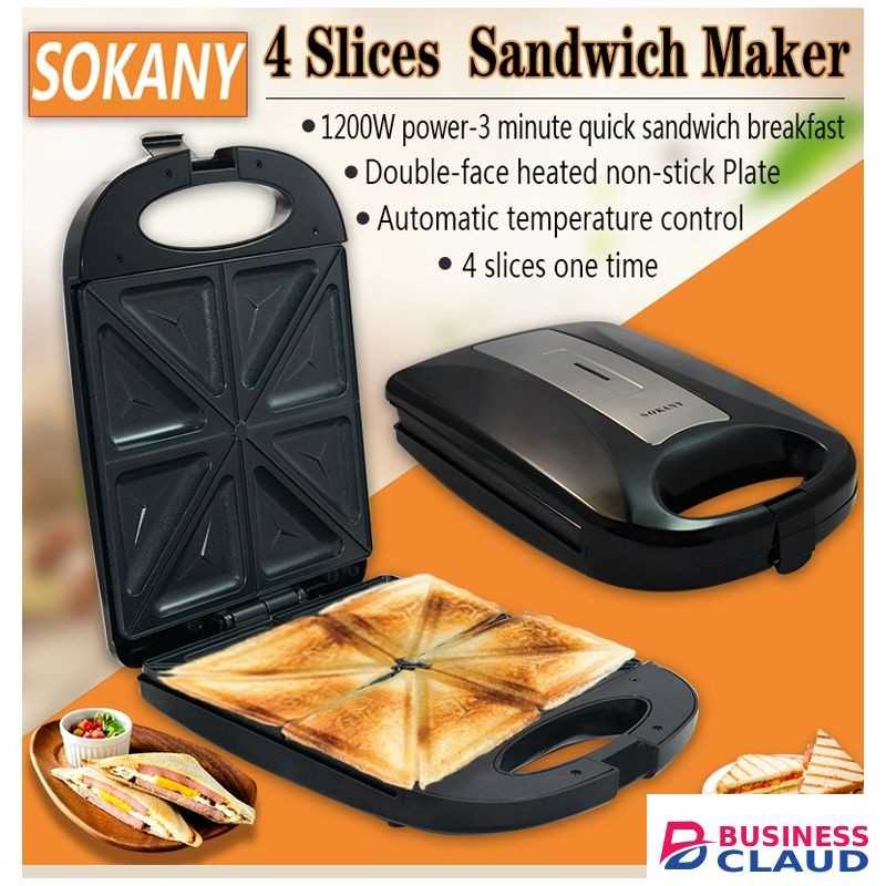 Sokany 4 SLICES Sandwich Maker 1200W