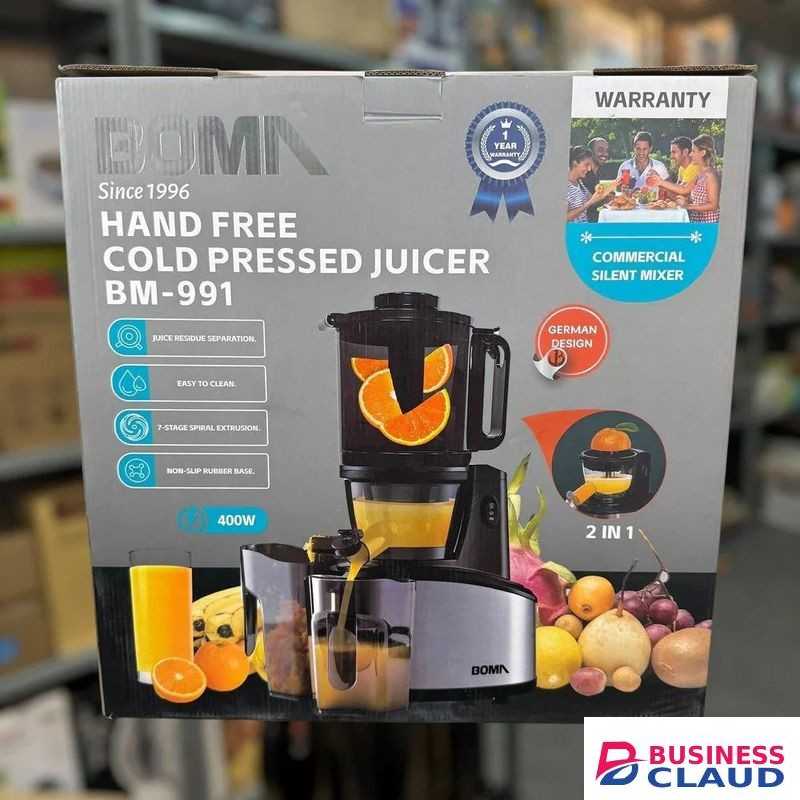 Boma Commercial 2 in 1 Heavy Duty Cold Press Juicer and citrus – Silent & Powerful Slow Juicer for Fruits, Citrus & Greens, Easy Clean Juice Extractor with Cold Pressed Precision