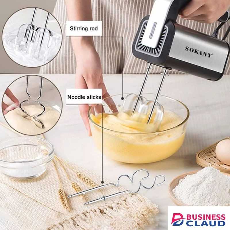 Sokany Powerful Hand Mixer Electric, 800W Food Mixer 5 Speed Handheld Mixer, 2 Dough Hooks, 2 Beaters for Easy Whipping, Mixing Cookies, Brownies, Cakes, and Dough Batters