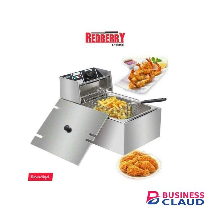 Redberry 6 LITRES STAINLESS STEEL 6L SINGLE TANK Energy Efficient Double Electric Chips /Chicken /MANDAZIS Deep Fryer Machine
