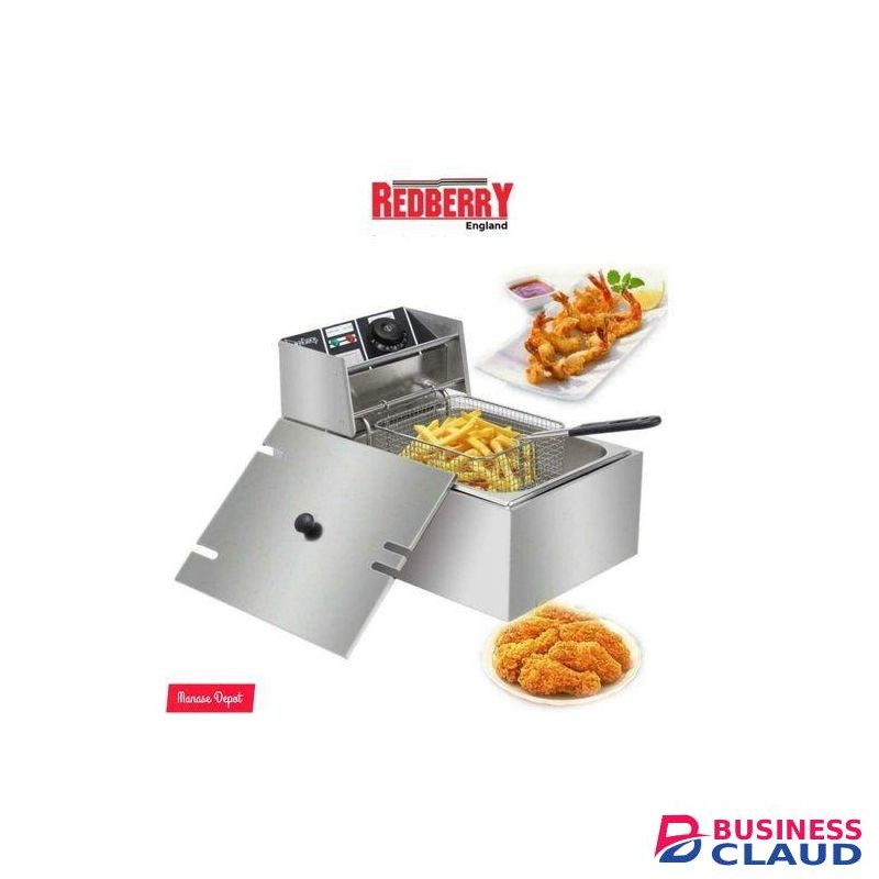 Redberry 6 LITRES STAINLESS STEEL 6L SINGLE TANK Energy Efficient Double Electric Chips /Chicken /MANDAZIS Deep Fryer Machine