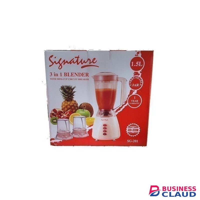 Signature 3 in 1 Blender with Grinder and Chopper - 1.5 Litres - Classic Cream