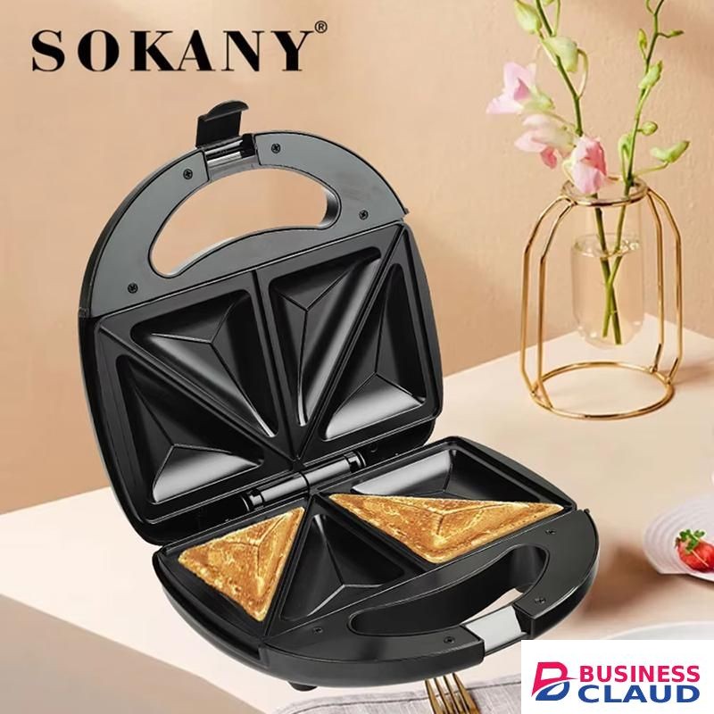 Sokany 2 Slice Sandwich Maker with Non-Stick Plates ,Overheat Protection, Power On/Off and Ready Indicator