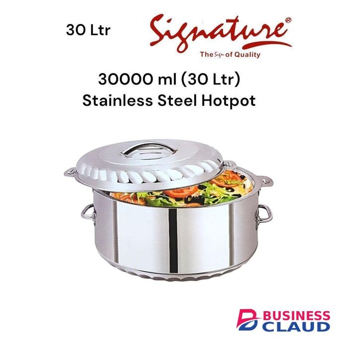 Signature 30000 ml (30 Ltr) Junior Giant Stainless Steel Hotpots Serveware Set Serve Hot or Cold