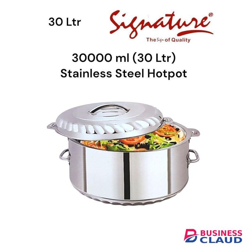 Signature 30000 ml (30 Ltr) Junior Giant Stainless Steel Hotpots Serveware Set Serve Hot or Cold