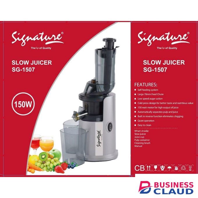 Signature Powerful Juicer Machine, Masticating Slow Juicer for Whole Fruits, Cold Press Juicer with Wide Mouth 78mm Feeding Chute, Reverse Function Quiet Motor Fresh Healthy Juice Extractor