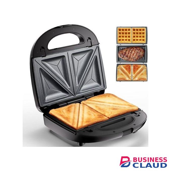 RAF 3 IN 1 Electric Sandwich Maker - Sandwich Maker, Waffle Iron & Panini Press Grill. 850W With Non-Stick Plates.