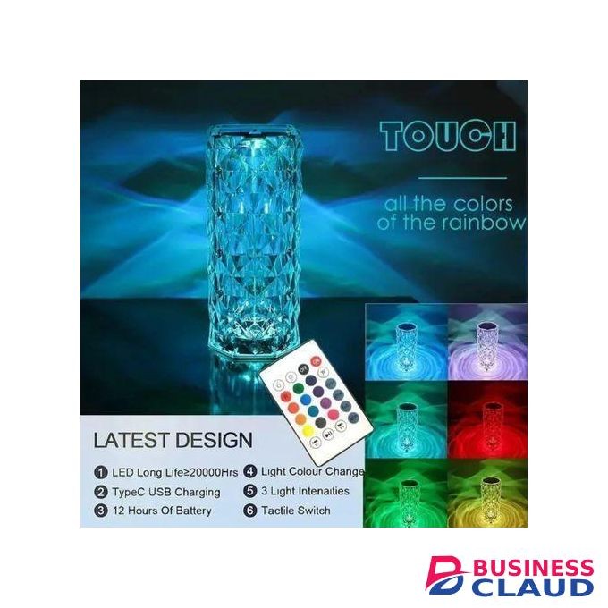 Rechargeable Touch LED crystal table lamp Rose Light projector 16 colors Atmosphere light