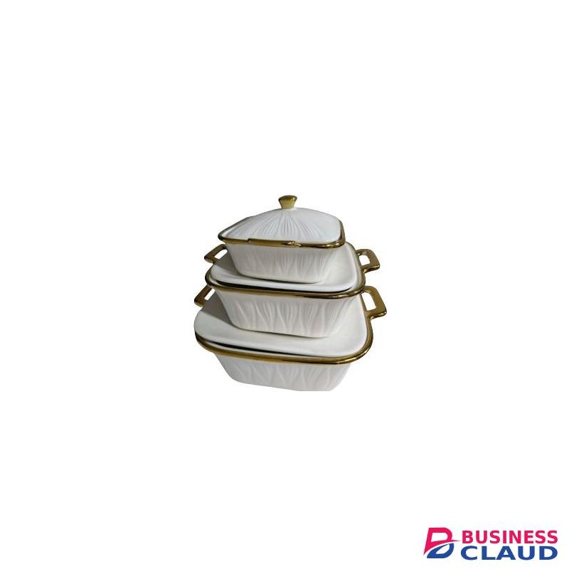 Ceramic 3Pcs Soup Pot Squared