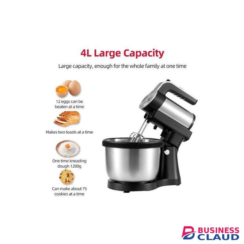 Signature 4.0L Heavy Duty Stainless Steel Stand Mixer, Speed Powerful Handheld Mixer with Eject Button, Stainless Steel Body