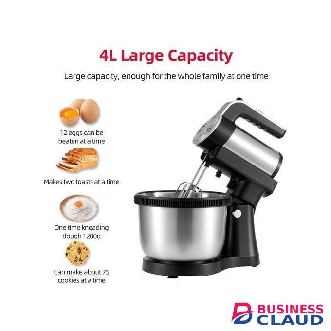 Signature 4.0L Heavy Duty Stainless Steel Stand Mixer, Speed Powerful Handheld Mixer with Eject Button, Stainless Steel Body
