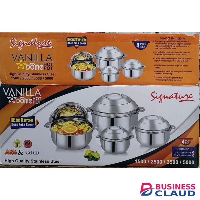Signature Vanilla Dome 4-Piece Stainless Steel Hotpot Set – 1500ml to 5000ml