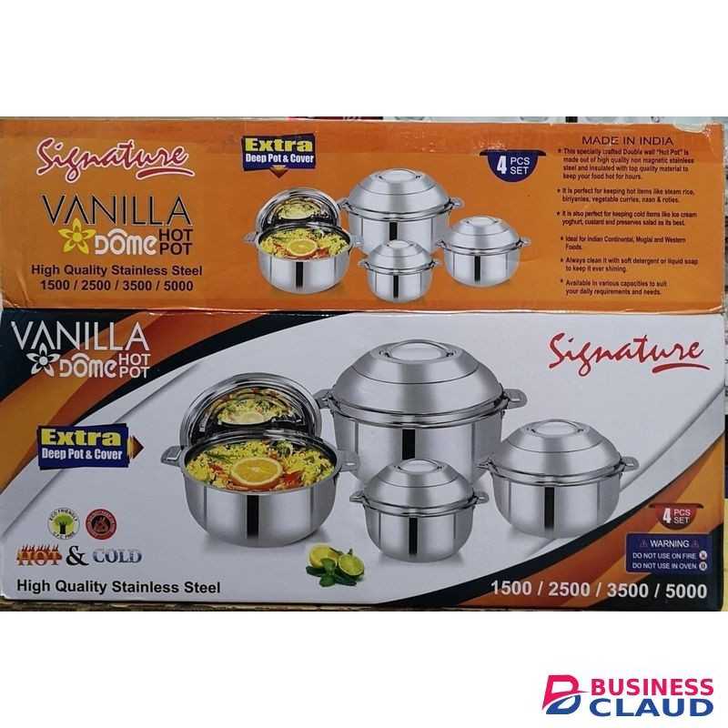 Signature Vanilla Dome 4-Piece Stainless Steel Hotpot Set – 1500ml to 5000ml