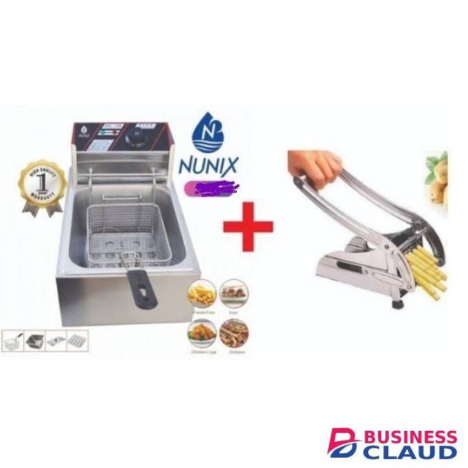 Nunix Electric Deep Fryer Machine - 6L-2500W Plus Chips Cutter
