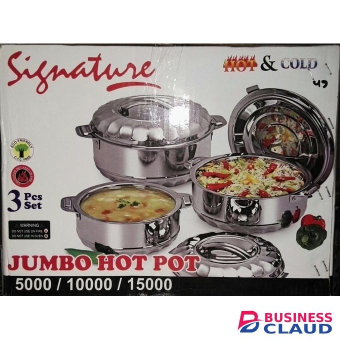 Signature Jumbo 3-Piece Stainless Steel Hotpot Set – 5000ml to 15000ml