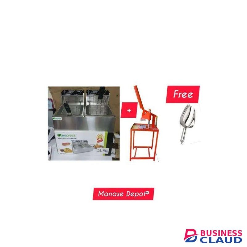 Nunix 6L+6L Double Electric Chips Deep Fryer Machine+COMMERCIAL CHIPS SLICER+FREE CHIPS SCOOPER