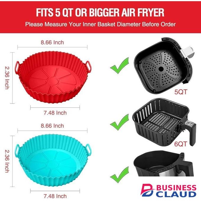 2pc Food grade silicone 16-22cm air fryer liner