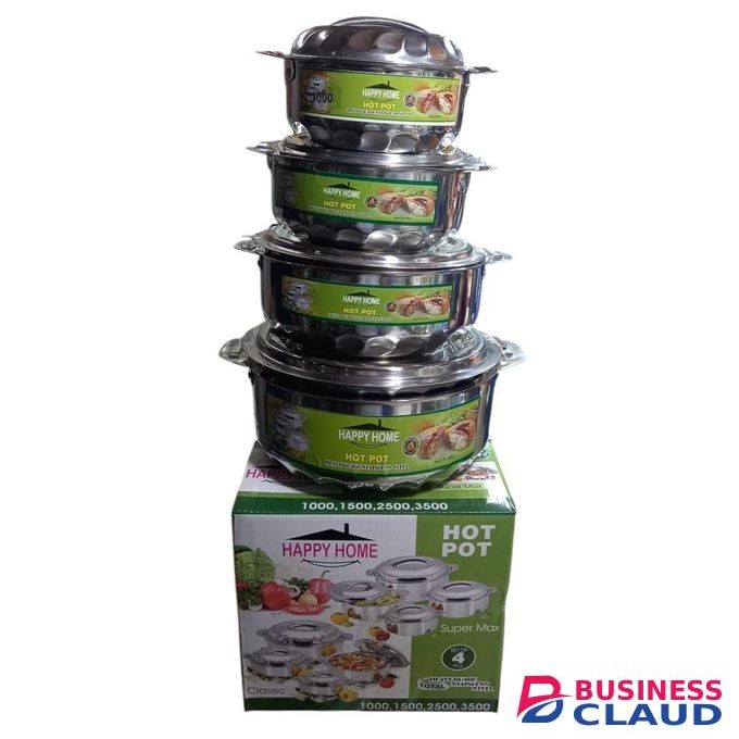 Happy Home 4 pcs Hotpot Capacity 1000 ml 1500ml 2500 ml 3500 ml