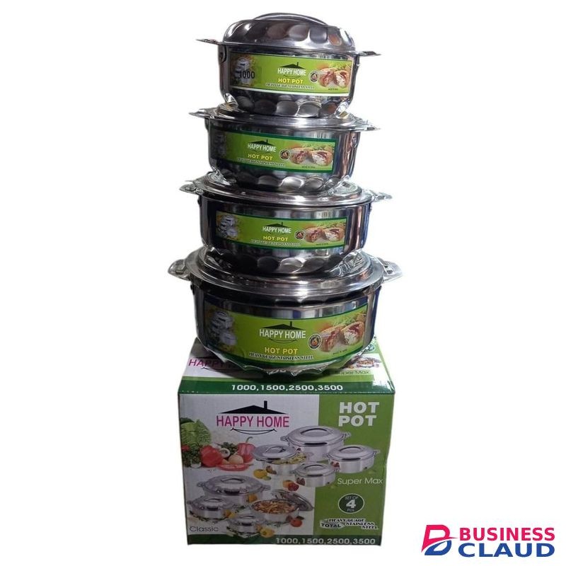 Happy Home 4 pcs Hotpot Capacity 1000 ml 1500ml 2500 ml 3500 ml