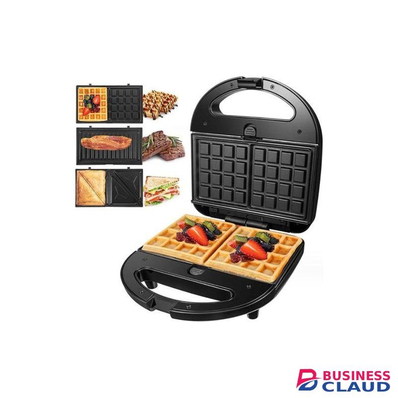 RAF 850W 3 In 1 Electric Sandwich Maker, Panini Press Grill And Waffle Iron Set With Removable Non-Stick Plates-