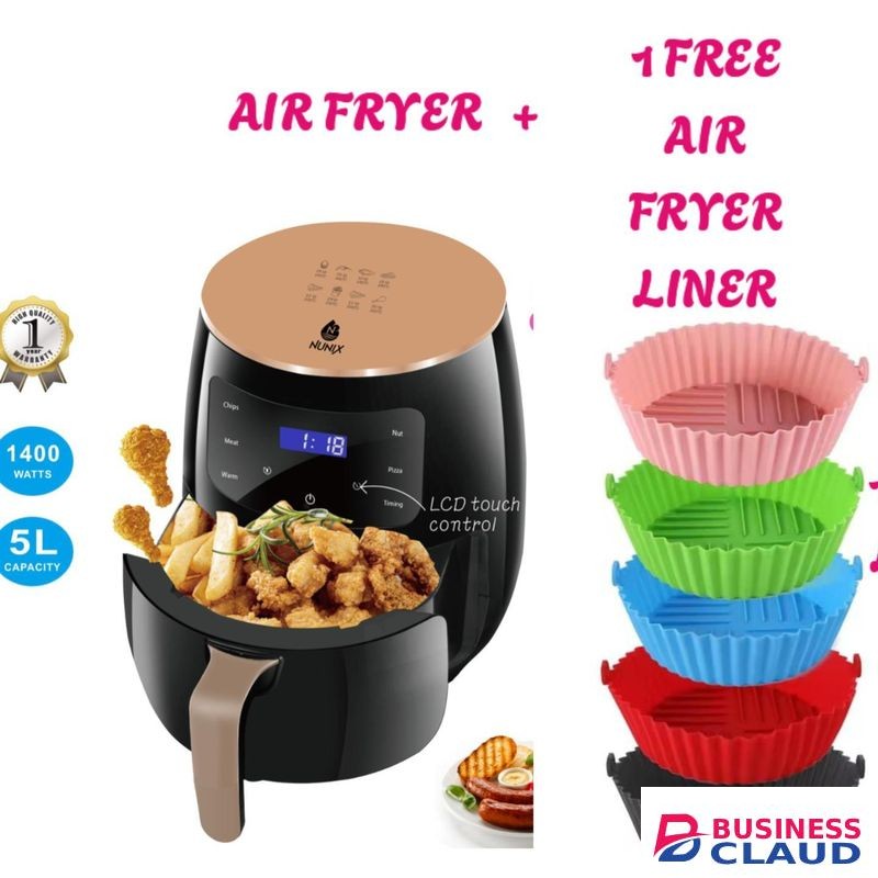 Nunix Enjoy Your Crunchy & Crispy Meals, Guilt Free with the new 5L Air Fryer + FREE GIFT ( 1 air fryer liner)