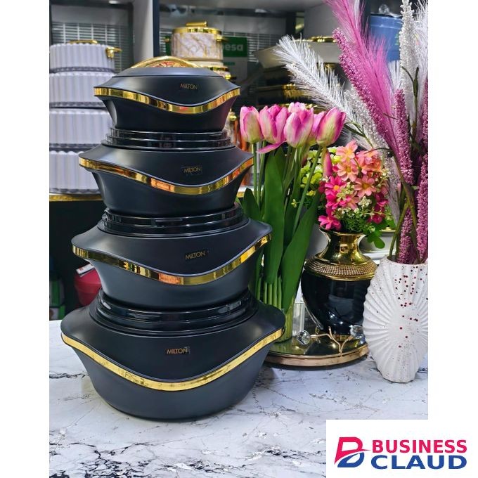 Milton Hot Pot Set – 4 Pieces (Black & Gold)