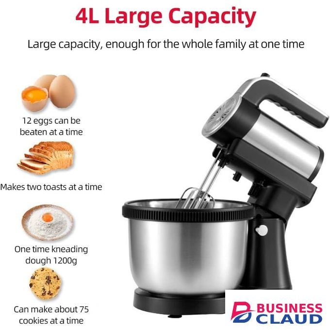 Signature Professional Heavy Duty Kitchen Stand Mixer Machine, 400W Power, 4L Large Capacity, Stainless Steel Bowl