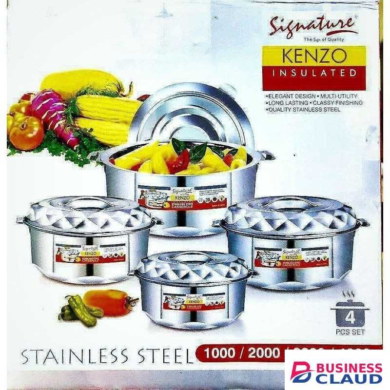 Signature Kenzo 4-Piece Stainless Steel Hotpot Set – 1000ml to 4000ml