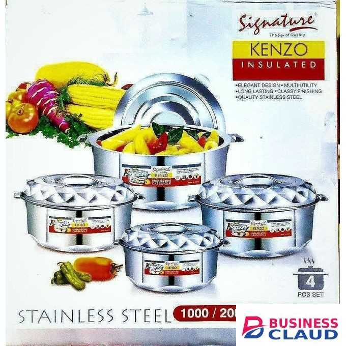 Signature Kenzo 4-Piece Stainless Steel Hotpot Set – 1000ml to 4000ml