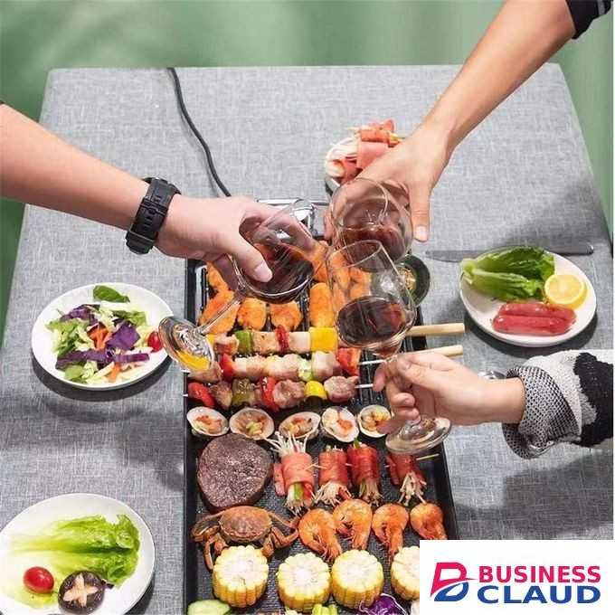 Hot Sale ELECTRIC BBQ GRILL PAN, Baking Grill Tray, Non-Stick Rectangular Multifunctional Household Surface Hot Plate, Kitchen Griddle Barbecue Machine Smokeless, Nyama Choma Electric Grill Pan
