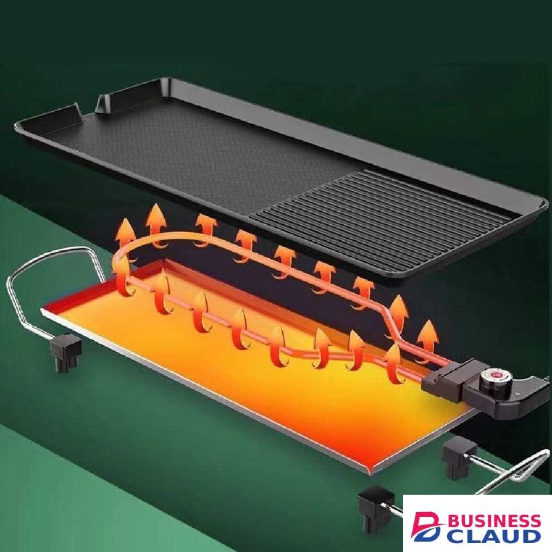 Hot Sale ELECTRIC BBQ GRILL PAN, Baking Grill Tray, Non-Stick Rectangular Multifunctional Household Surface Hot Plate, Kitchen Griddle Barbecue Machine Smokeless, Nyama Choma Electric Grill Pan