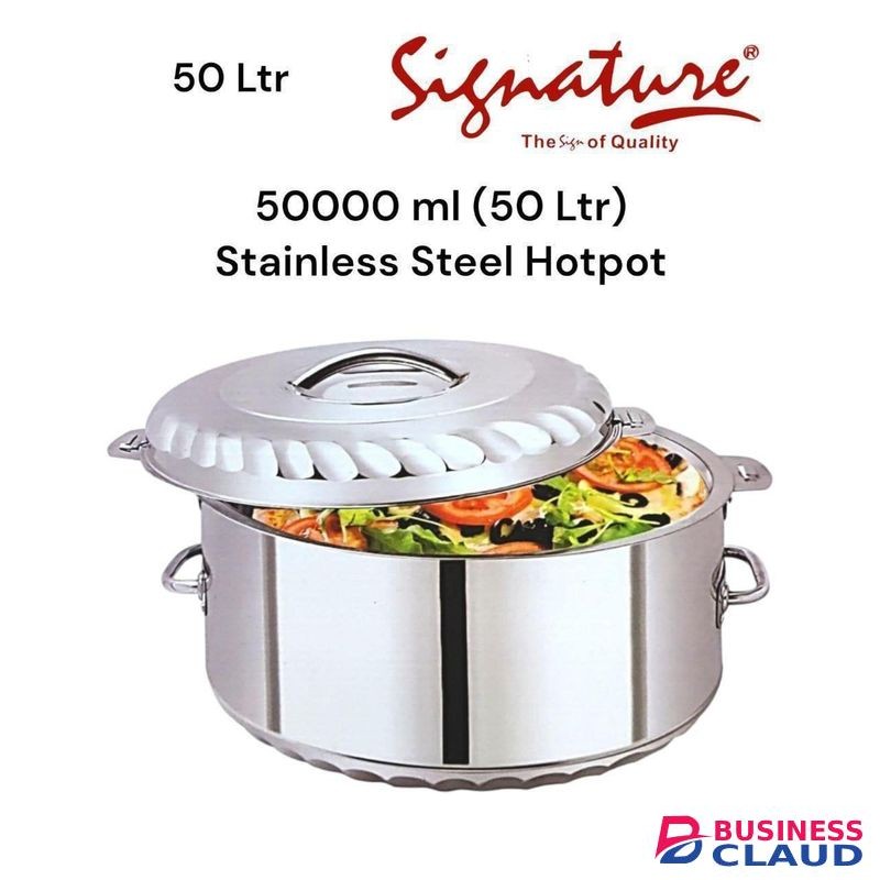 Signature 50000 ml (50 Ltr) Super Giant Stainless Steel Hotpots Serveware Set Serve Hot or Cold