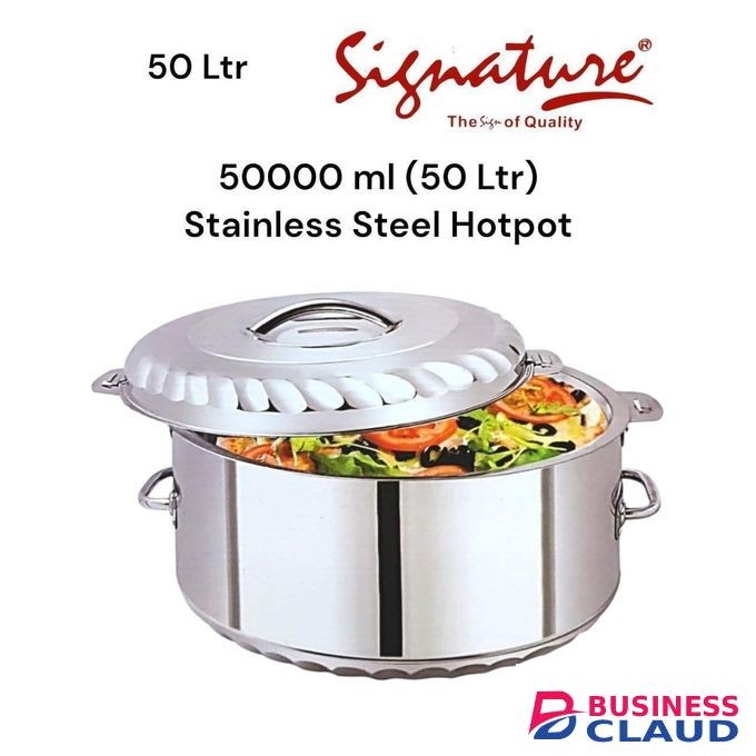 Signature 50000 ml (50 Ltr) Super Giant Stainless Steel Hotpots Serveware Set Serve Hot or Cold