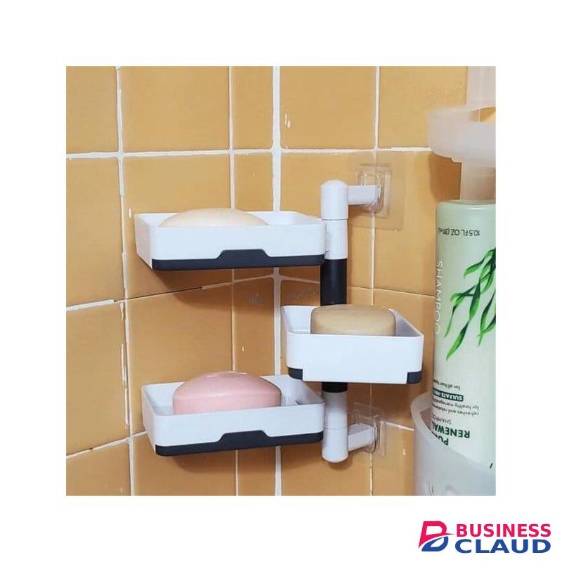 3 layer Rotating Drain Soap Holder Bathroom Rack Wall Soap Box Holder Drilling-Free Soap Holder Wall Mounted Soap Organizer Soap Case Soap Dish Box Bathroom
