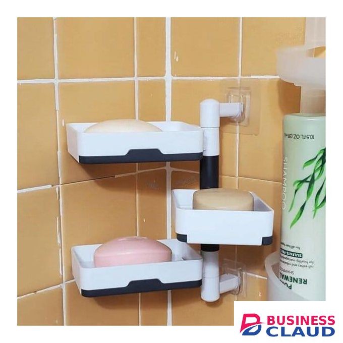 3 layer Rotating Drain Soap Holder Bathroom Rack Wall Soap Box Holder Drilling-Free Soap Holder Wall Mounted Soap Organizer Soap Case Soap Dish Box Bathroom
