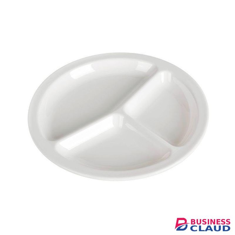 3 Compartment Melamine Dinner Lunch Plates- Set Of 6
