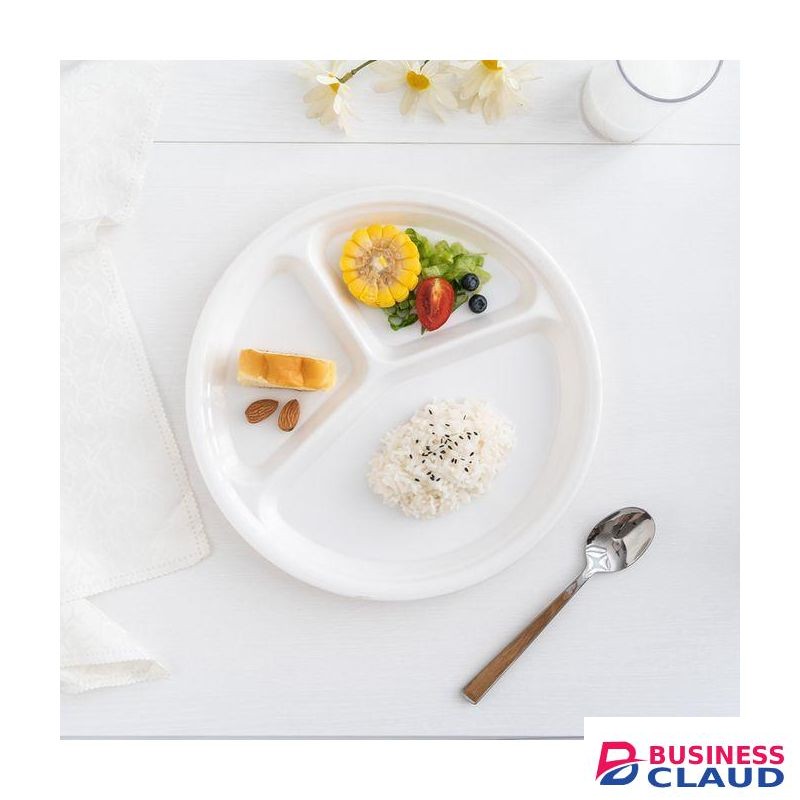 3 Compartment Melamine Dinner Lunch Plates- Set Of 6