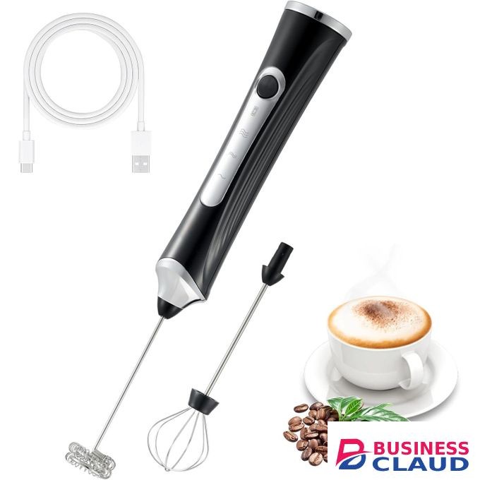 Handheld Electric Milk Frother , Coffee Whisk Foam Mixer with USB Rechargeable 3 Speeds, Foam Maker Blender for Latte, Cappuccino, Hot Chocolate, Egg (Black) (Black)