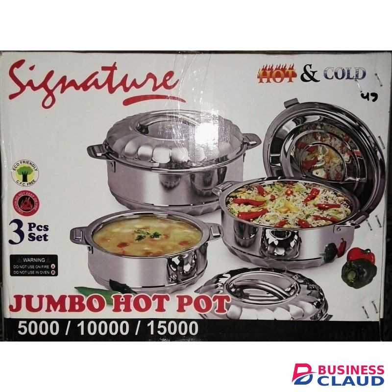 Signature Jumbo Stainless Steel Hotpot Set – 3 Pieces (5000 / 10000 / 15000ml)