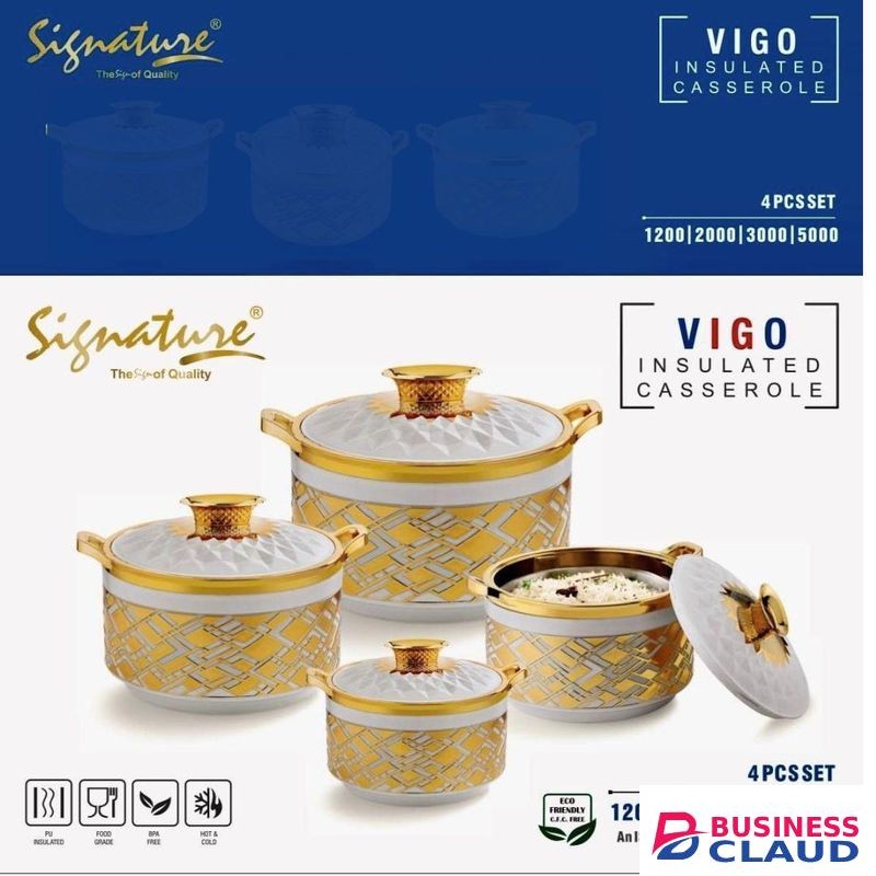 Signature 4 pcs Premium Vigo Hotpots -(1200,2000,3000,5000 ML) - Premium Quality - Gold