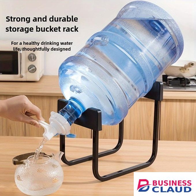 Stainless Steel 11.36-18.93 L Water Jug Stand with Dual Dispenser Valves, Rust-Resistant, Non-Slip, Fast Flow Spout, Includes 2 Caps, Fits 55mm Bottles (Black)