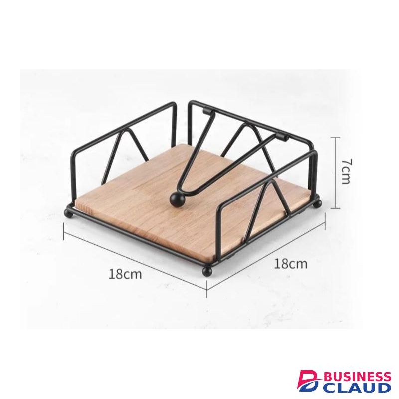 Modern metallic napkin/ serviettes holder, with flip close and bamboo base for for Home & Outdoor Dining