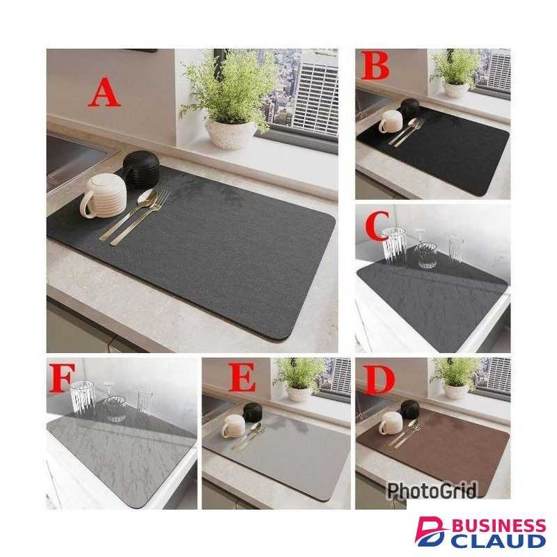 Dish Drying Mat Super Absorbent Hide Stain Dish Drying Pad With Non-slip Rubber 1pc
