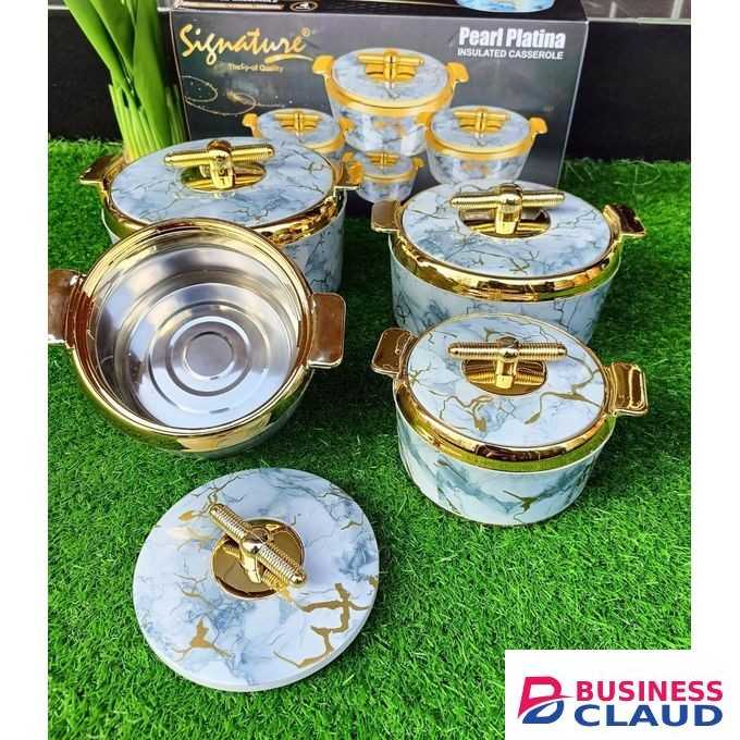 Pearl Platina 4pcs Insulated Hot Pot Set – 700ml, 1000ml, 1700ml, 2500ml – Thermal Casserole Food Warmer