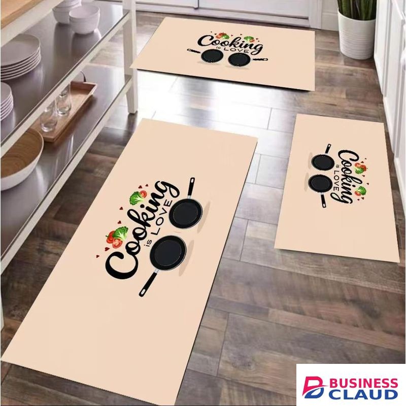 3PCS - 3D FLOOR KITCHEN MAT SET / NON SLIP RUBBER KITCHEN MATS