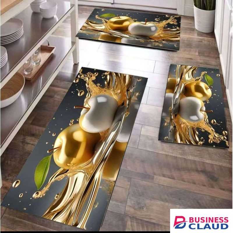 3PCS - 3D FLOOR KITCHEN MAT SET / NON SLIP RUBBER KITCHEN MATS