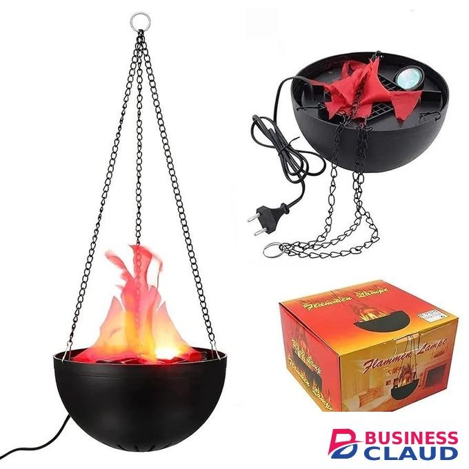 3D Fake Fire Flame Hanging Lamp Decoration, 110V Artificial Flickering Flame Campfire 3D Decorative Night Light Realistic Torch Light for Christmas Party Festival Decor